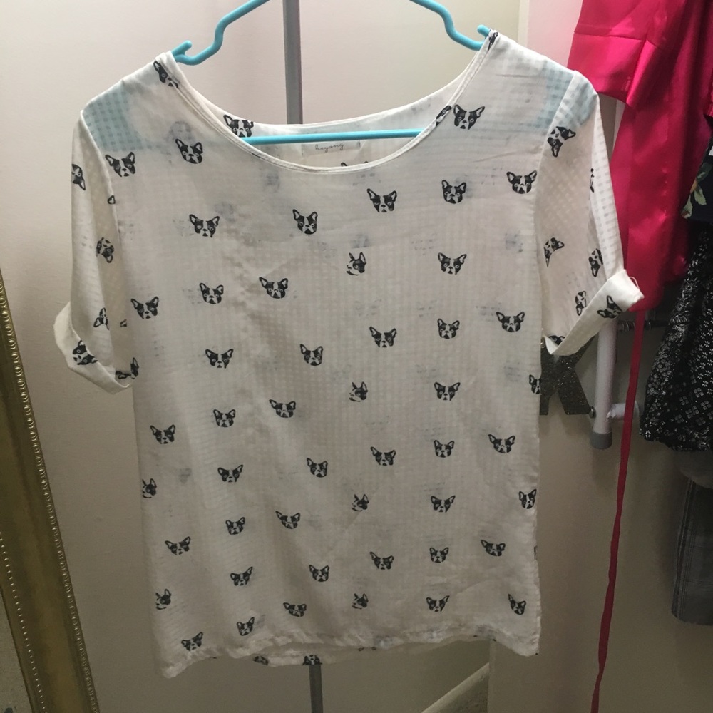 Puppy print chiffon shirt